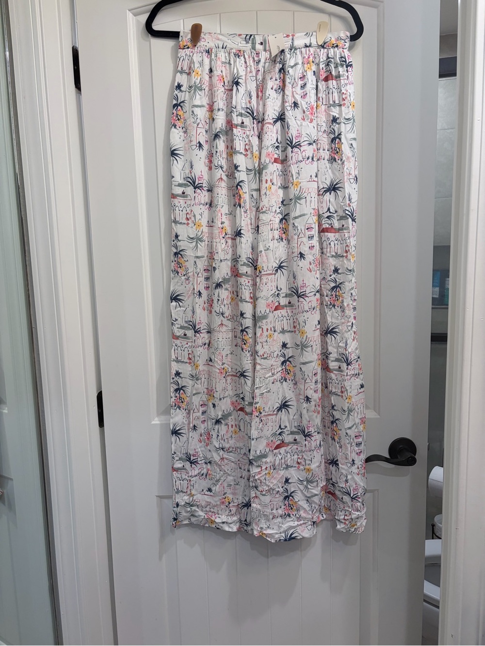 White Tropical Print Maxi Skirt